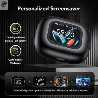 HTC NE27 Wireless Headphones AI Translator Earbuds OWS Sports Bluetooth Earphones Glowing Earhook Customizable Wallpaper Screen Ai-TechWorld 