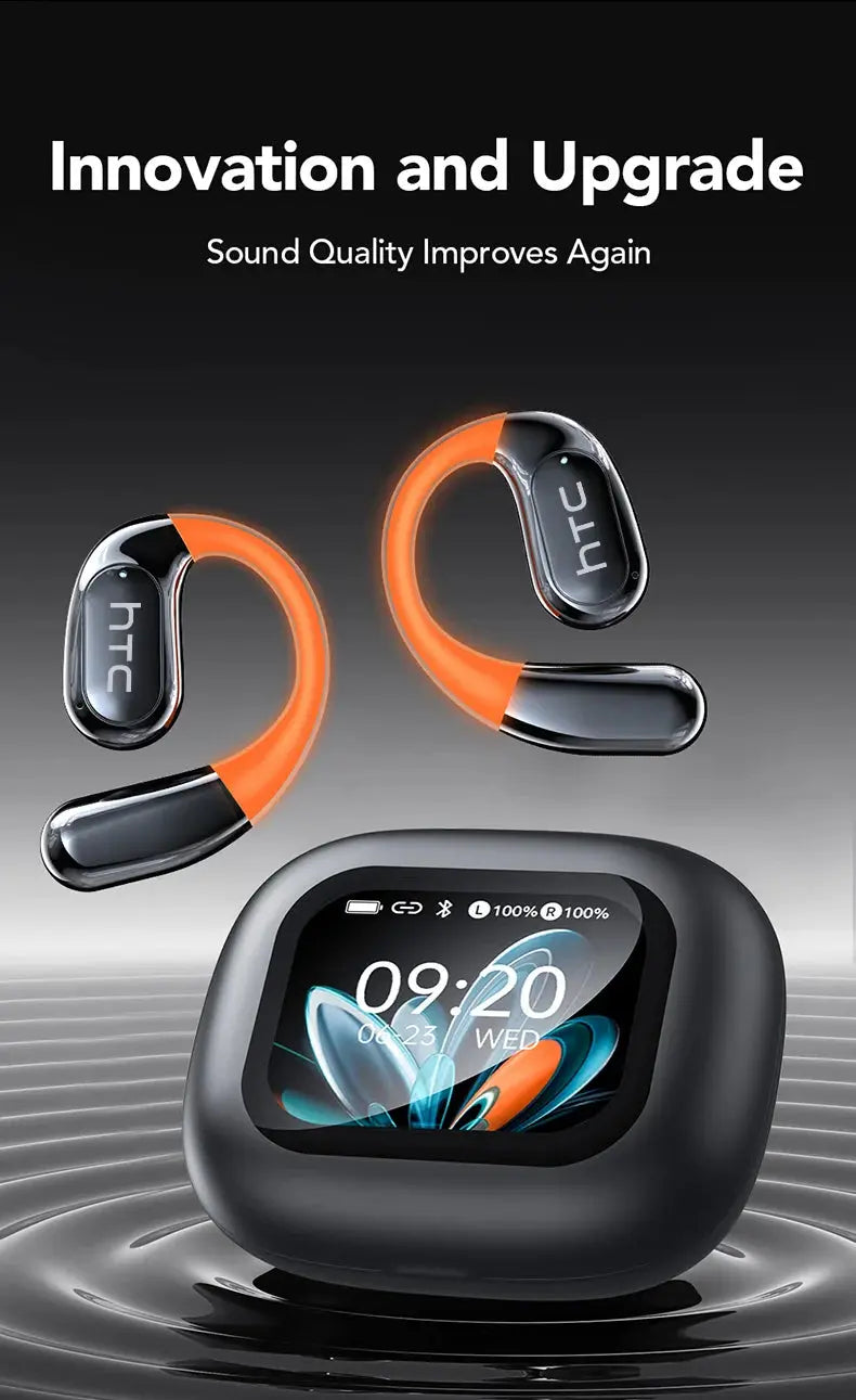 HTC NE27 Wireless Headphones AI Translator Earbuds OWS Sports Bluetooth Earphones Glowing Earhook Customizable Wallpaper Screen Ai-TechWorld 