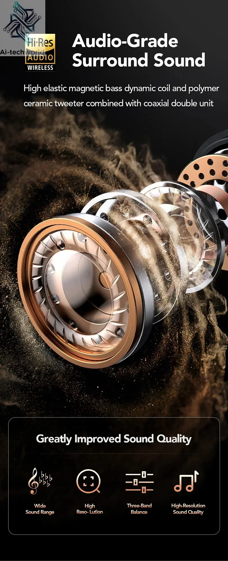 HTC NE27 Wireless Headphones AI Translator Earbuds OWS Sports Bluetooth Earphones Glowing Earhook Customizable Wallpaper Screen Ai-TechWorld 