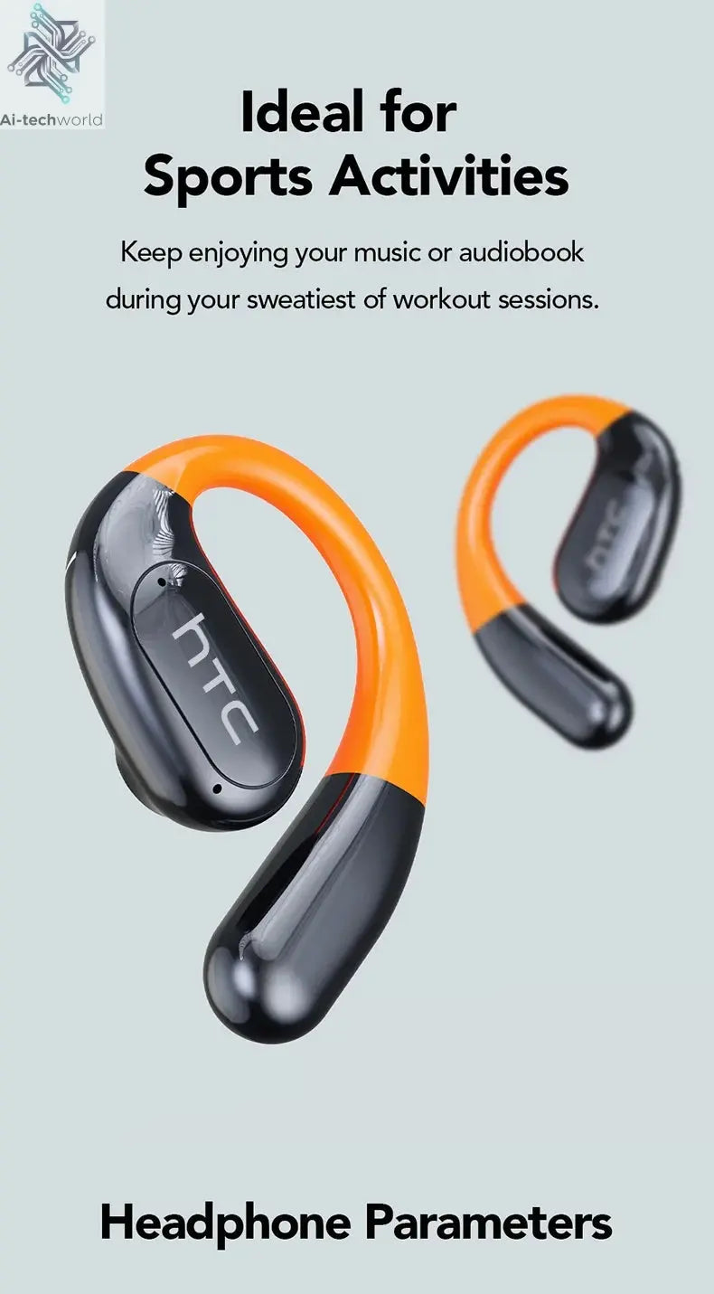 HTC NE27 Wireless Headphones AI Translator Earbuds OWS Sports Bluetooth Earphones Glowing Earhook Customizable Wallpaper Screen Ai-TechWorld 