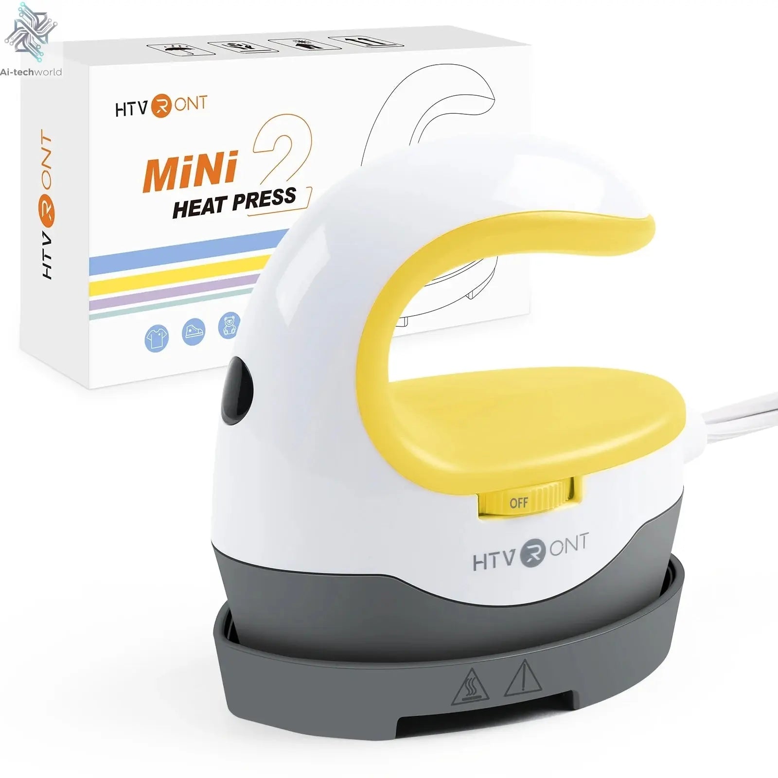 HTVRONT 2nd Gen Portable MINI Heat Press Machine DIY Auto Easy Heating Transfer Iron On HTV for Clothes Bags Shoes Hat T-shirts - Ai - TechWorld