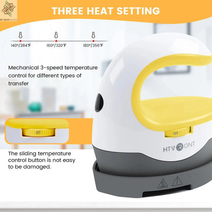HTVRONT 2nd Gen Portable MINI Heat Press Machine DIY Auto Easy Heating Transfer Iron On HTV for Clothes Bags Shoes Hat T-shirts - Ai - TechWorld