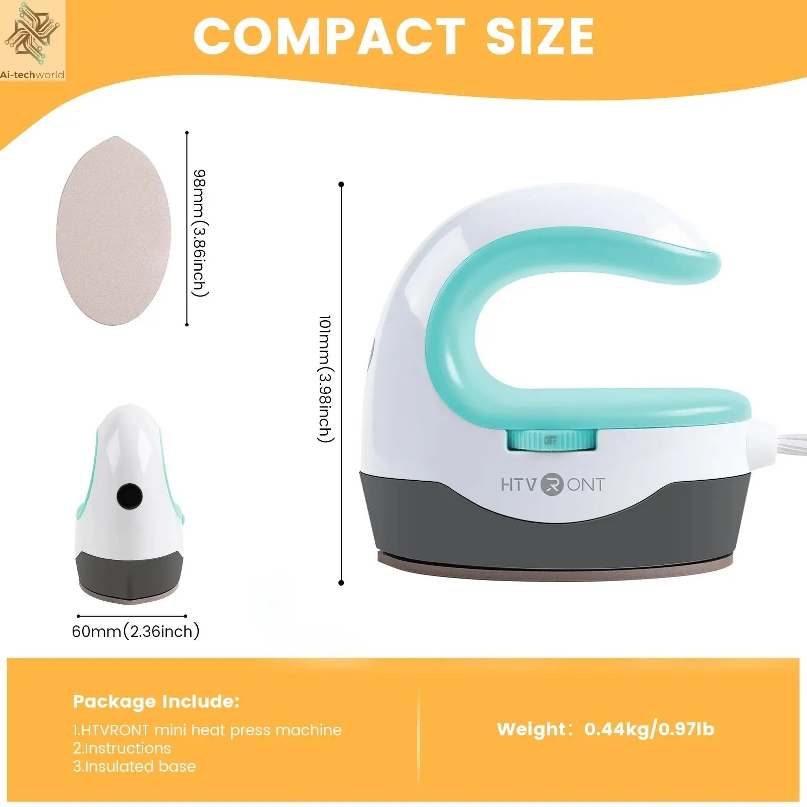 HTVRONT 2nd Gen Portable MINI Heat Press Machine DIY Auto Easy Heating Transfer Iron On HTV for Clothes Bags Shoes Hat T-shirts - Ai - TechWorld