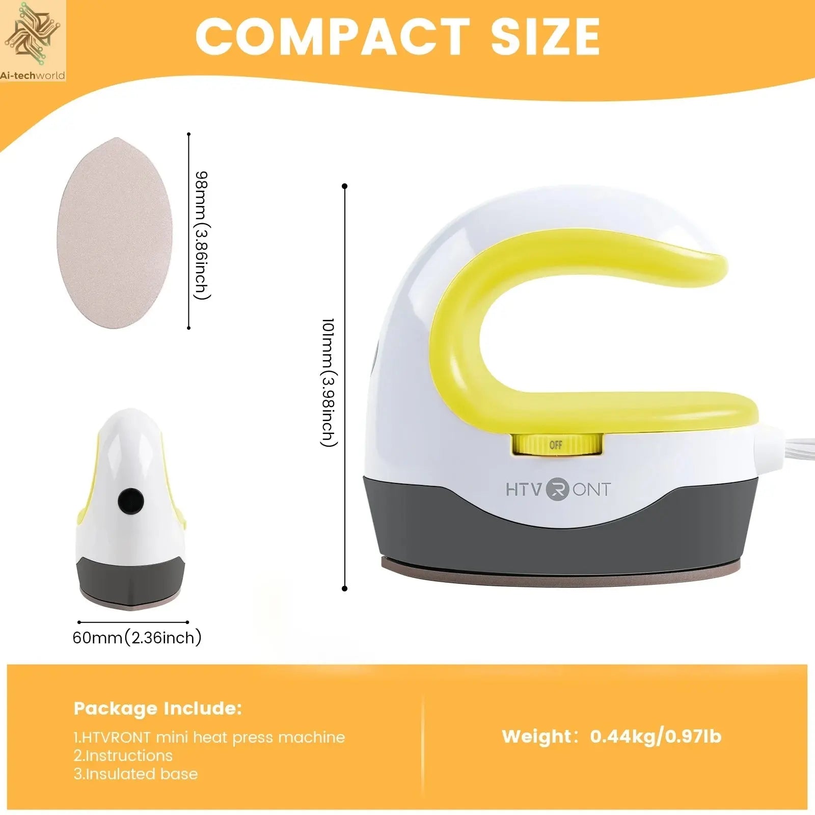 HTVRONT 2nd Gen Portable MINI Heat Press Machine DIY Auto Easy Heating Transfer Iron On HTV for Clothes Bags Shoes Hat T-shirts - Ai - TechWorld