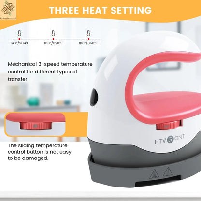 HTVRONT 2nd Gen Portable MINI Heat Press Machine DIY Auto Easy Heating Transfer Iron On HTV for Clothes Bags Shoes Hat T-shirts - Ai - TechWorld