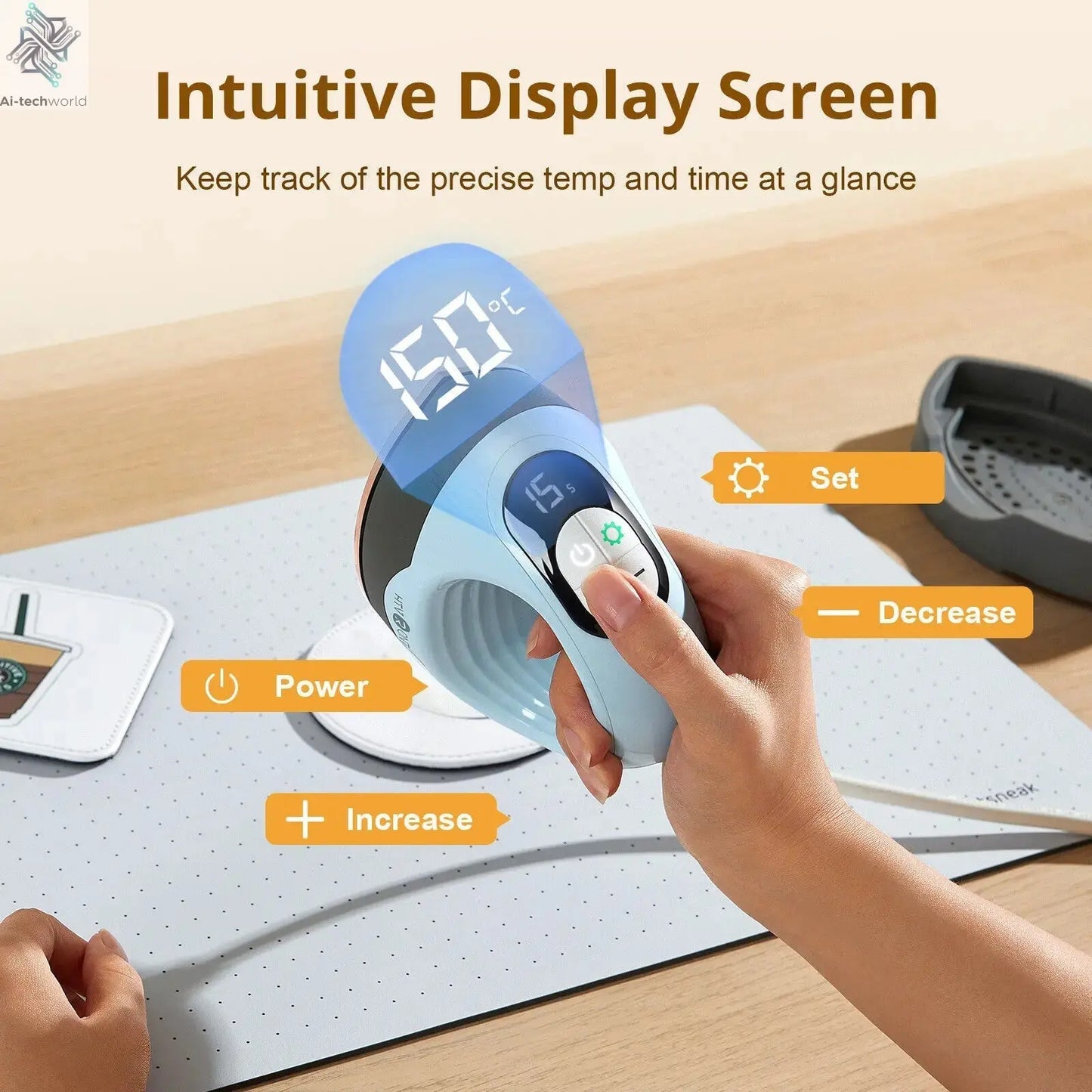 HTVRONT 2nd Gen Portable MINI Heat Press Machine DIY Auto Easy Heating Transfer Iron On HTV for Clothes Bags Shoes Hat T-shirts - Ai - TechWorld