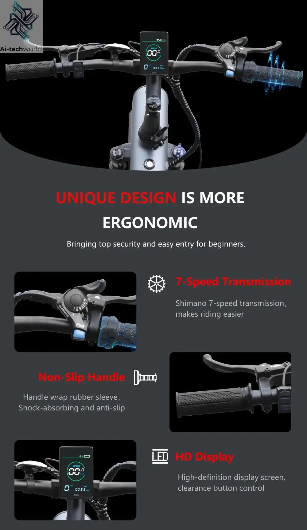 HUANCI Q3 Mountain Electric bicycle 2000W Adult electric bike 48V 20AH  City e bike Off-Road ebike Ai-TechWorld 