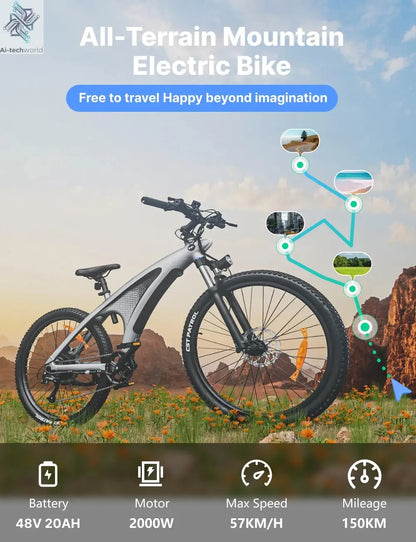 HX Q5 e bike 2000W adult Electric Bike 57KM/H 48V 20AH 27.5 Inch Off-Road Tire electric bicycle City E bikes mountain ebike Ai-TechWorld 