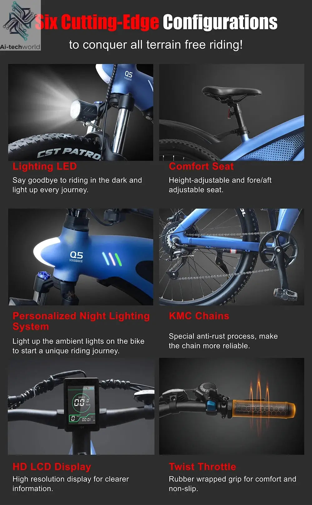 HX Q5 e bike 2000W adult Electric Bike 57KM/H 48V 20AH 27.5 Inch Off-Road Tire electric bicycle City E bikes mountain ebike Ai-TechWorld 