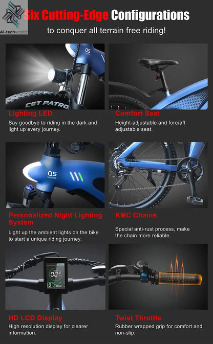HX Q5 e bike 2000W adult Electric Bike 57KM/H 48V 20AH 27.5 Inch Off-Road Tire electric bicycle City E bikes mountain ebike Ai-TechWorld 