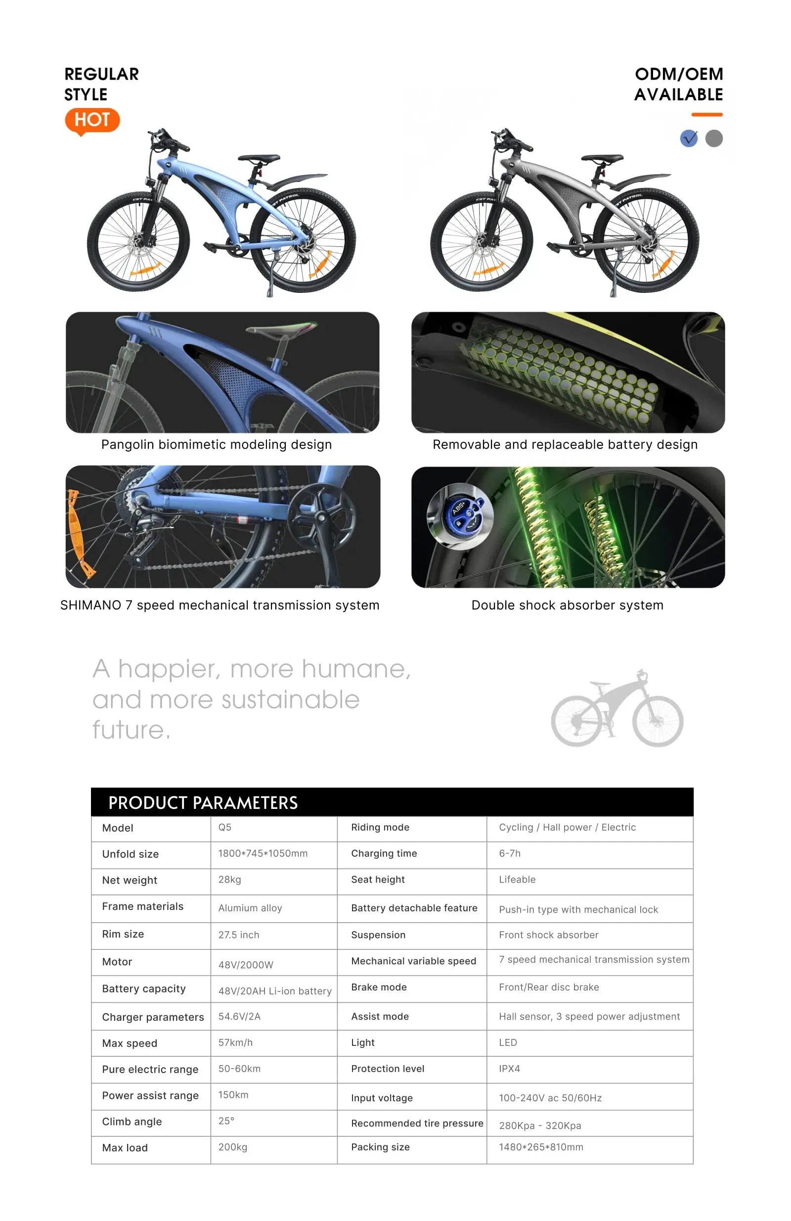 HX Q5 e bike 2000W adult Electric Bike 57KM/H 48V 20AH 27.5 Inch Off-Road Tire electric bicycle City E bikes mountain ebike Ai-TechWorld 