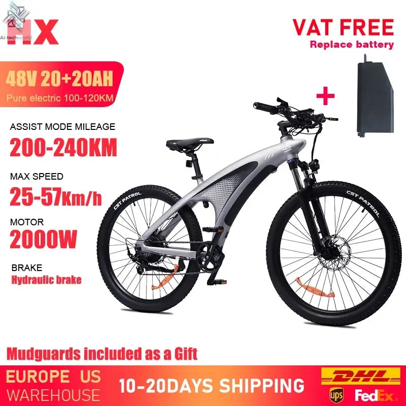 HX Q5 e bike 2000W adult Electric Bike 57KM/H 48V 20AH 27.5 Inch Off-Road Tire electric bicycle City E bikes mountain ebike Ai-TechWorld 