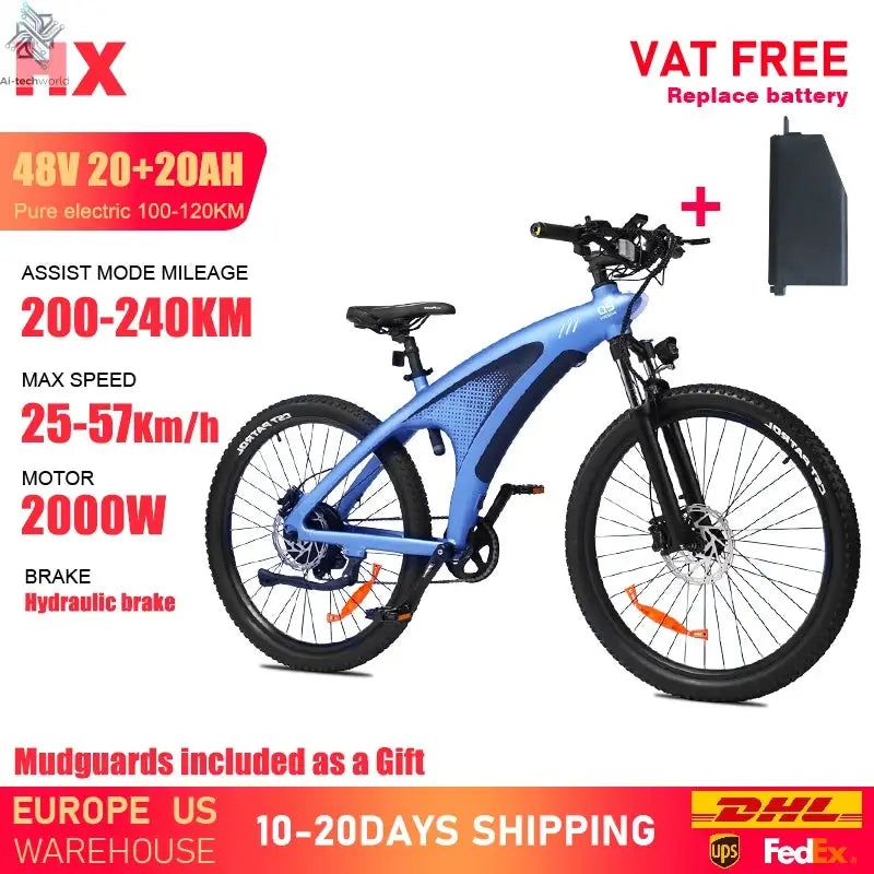 HX Q5 e bike 2000W adult Electric Bike 57KM/H 48V 20AH 27.5 Inch Off-Road Tire electric bicycle City E bikes mountain ebike Ai-TechWorld 