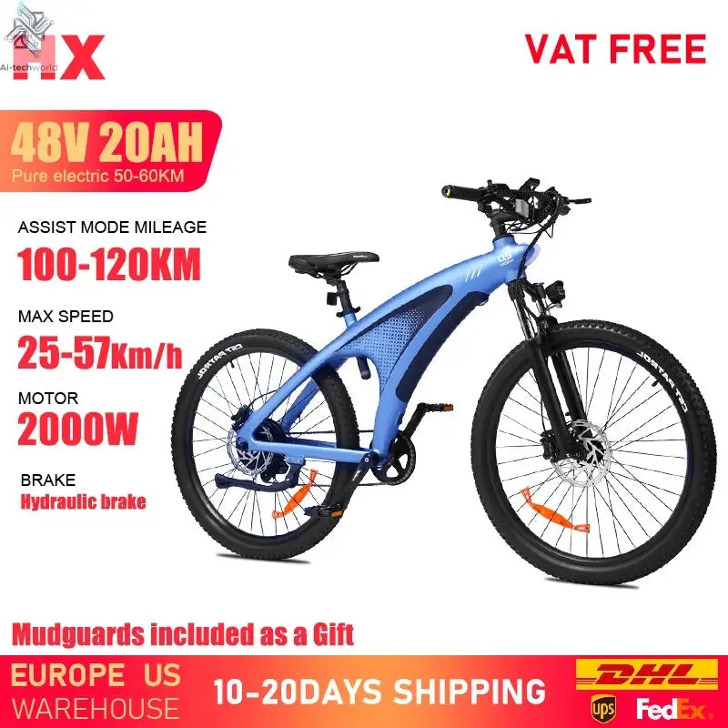 HX Q5 e bike 2000W adult Electric Bike 57KM/H 48V 20AH 27.5 Inch Off-Road Tire electric bicycle City E bikes mountain ebike Ai-TechWorld 