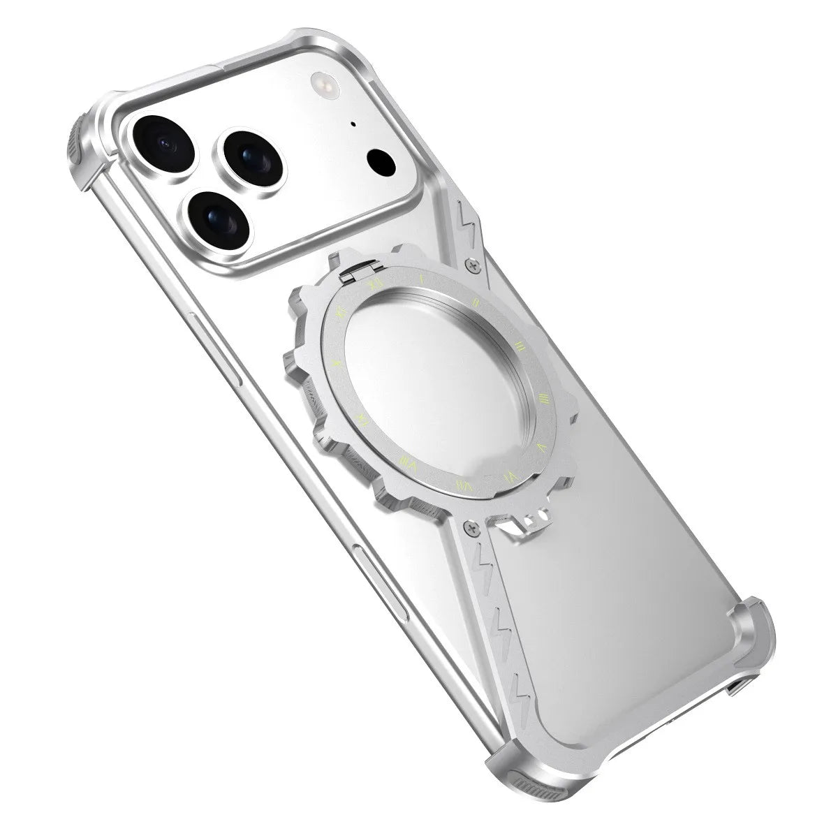 New Product Aluminum Frameless Phone Case 360 Magnetic Rotation Stand Shockproof Bumper Electroplate for iphone 17 Pro Max Men Ai-TechWorld 