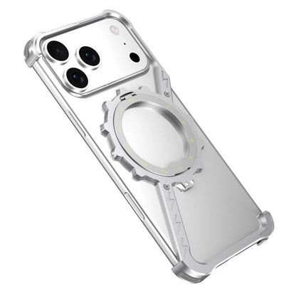 New Product Aluminum Frameless Phone Case 360 Magnetic Rotation Stand Shockproof Bumper Electroplate for iphone 17 Pro Max Men Ai-TechWorld 