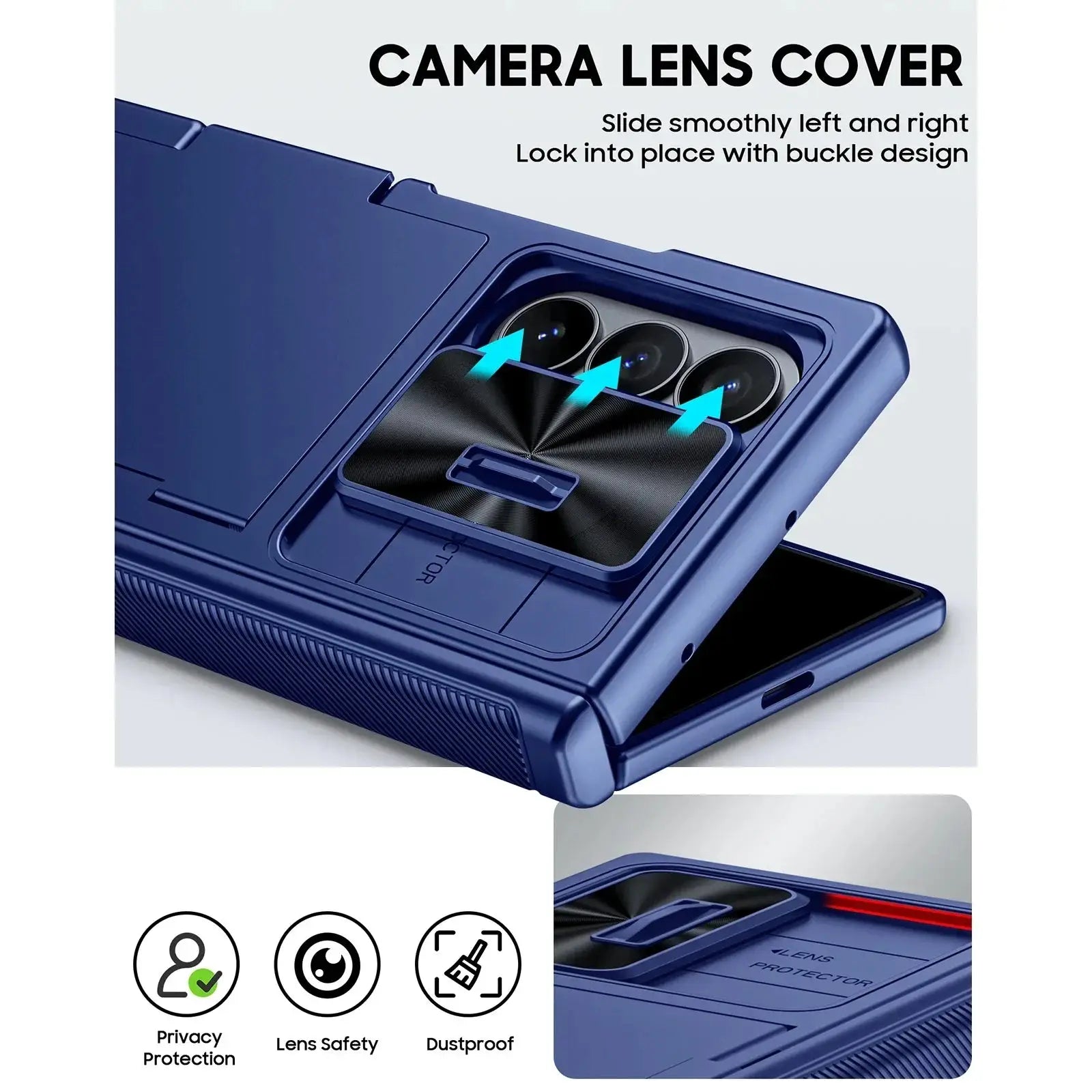 Halloween Gifts for Galaxy Z Fold 7 RFID Wallet with Cards Holder,Hinge Cover,Camera Cover,Shockproof Silicone Phone Case-Blue Ai-TechWorld 