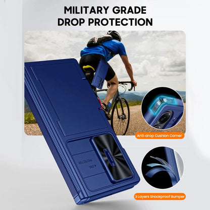 Halloween Gifts for Galaxy Z Fold 7 RFID Wallet with Cards Holder,Hinge Cover,Camera Cover,Shockproof Silicone Phone Case-Blue Ai-TechWorld 