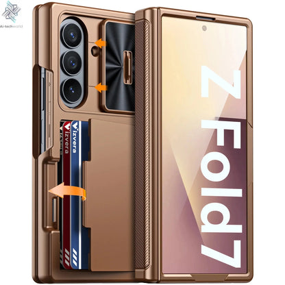 Halloween Gifts for Galaxy Z Fold 7 RFID Wallet with Cards Holder,Hinge Cover,Camera Cover,Shockproof Silicone Phone Case-Blue Ai-TechWorld 