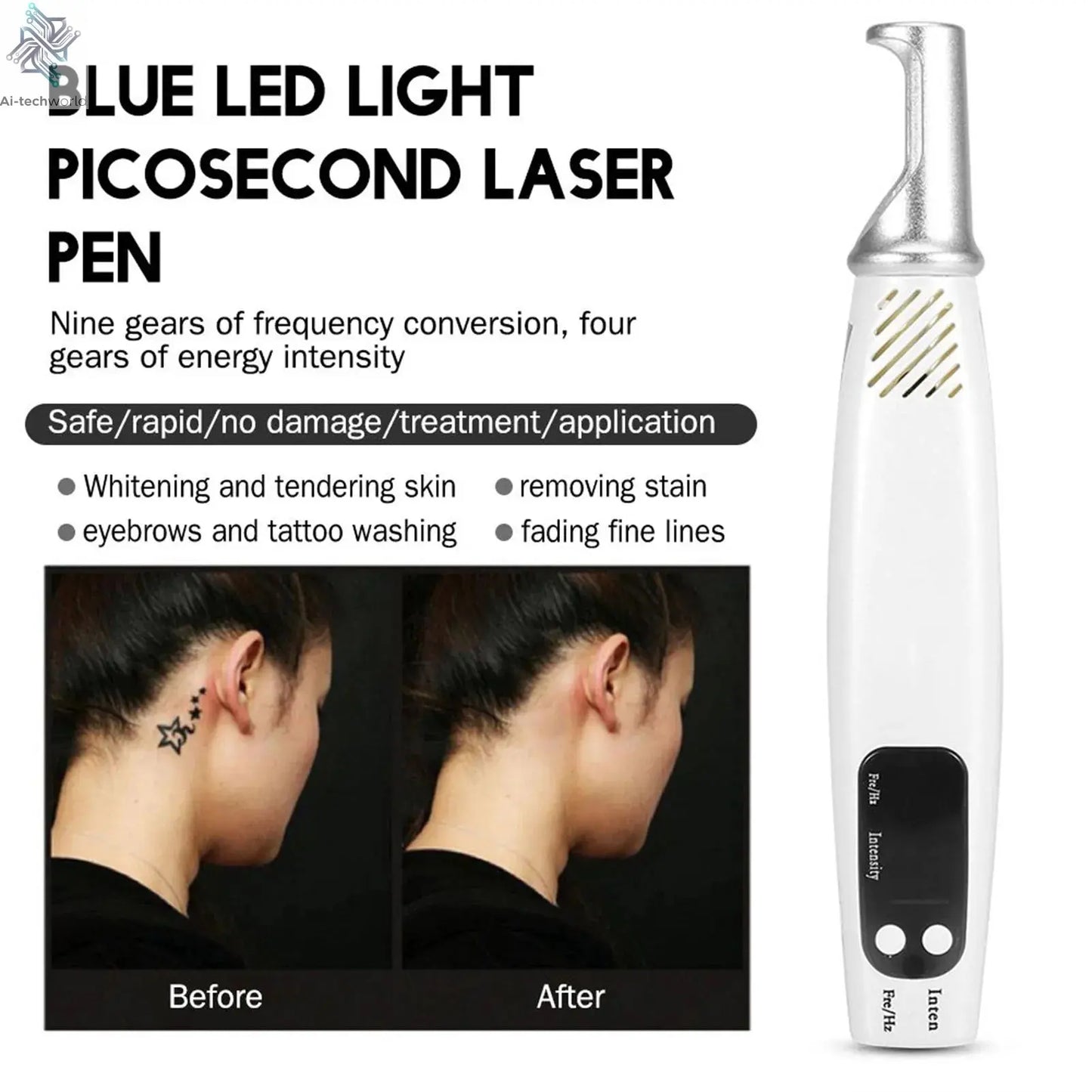 Handheld Picosecond Laser Pen Tattoo Scar Freckle Removal Machine Skin Beauty Device - Ai - TechWorld