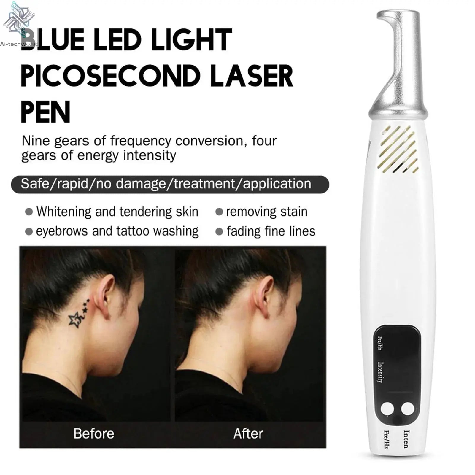 Handheld Picosecond Laser Pen Tattoo Scar Freckle Removal Machine Skin Beauty Device - Ai - TechWorld