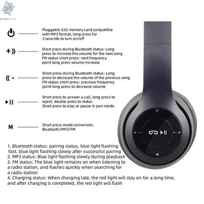 Handsfree Wireless Headphones Noise Canceling Headphone Earphone P47 headset Bluetooth Head Phone for iPhone Huawei Samsung S22 Ai-TechWorld 