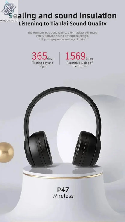 Handsfree Wireless Headphones Noise Canceling Headphone Earphone P47 headset Bluetooth Head Phone for iPhone Huawei Samsung S22 Ai-TechWorld 