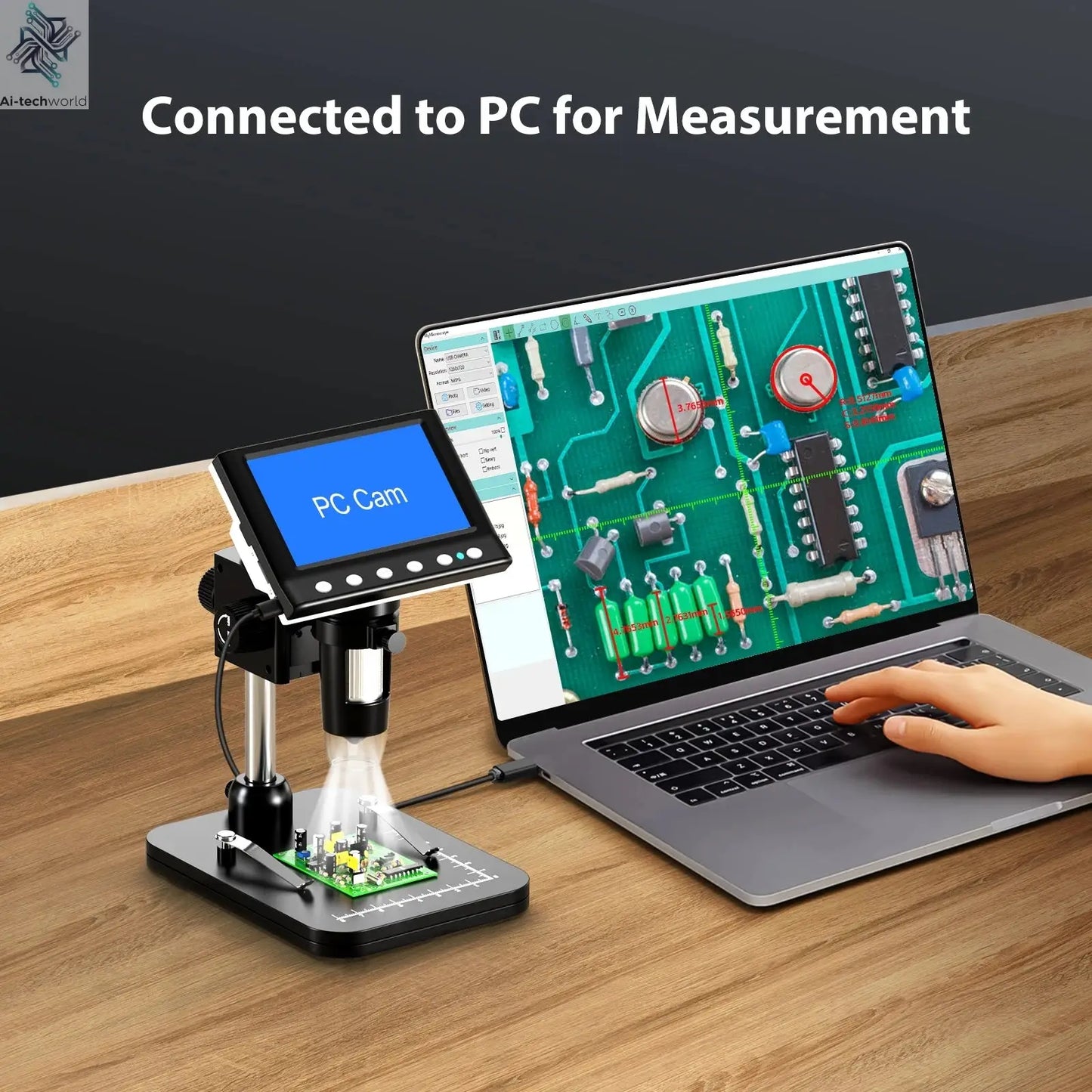 Hayve 4.3'' Digital Microscope 1000X Coin Microscope 1080P Video Microscope for Adult Soldering Microscope With 8 LEDs , PC View Ai-TechWorld 