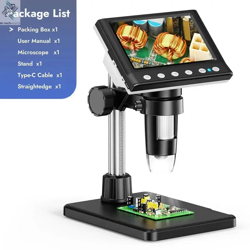 Hayve 4.3'' Digital Microscope 1000X Coin Microscope 1080P Video Microscope for Adult Soldering Microscope With 8 LEDs , PC View Ai-TechWorld 