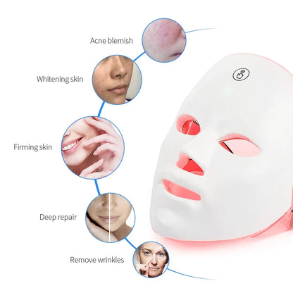 Rechargeable Facial LED Mask 7 Colors LED Photon Beauty Mask Skin Rejuvenation Home Face Lifting Whitening Skin Care Beauty Mask Ai-TechWorld 