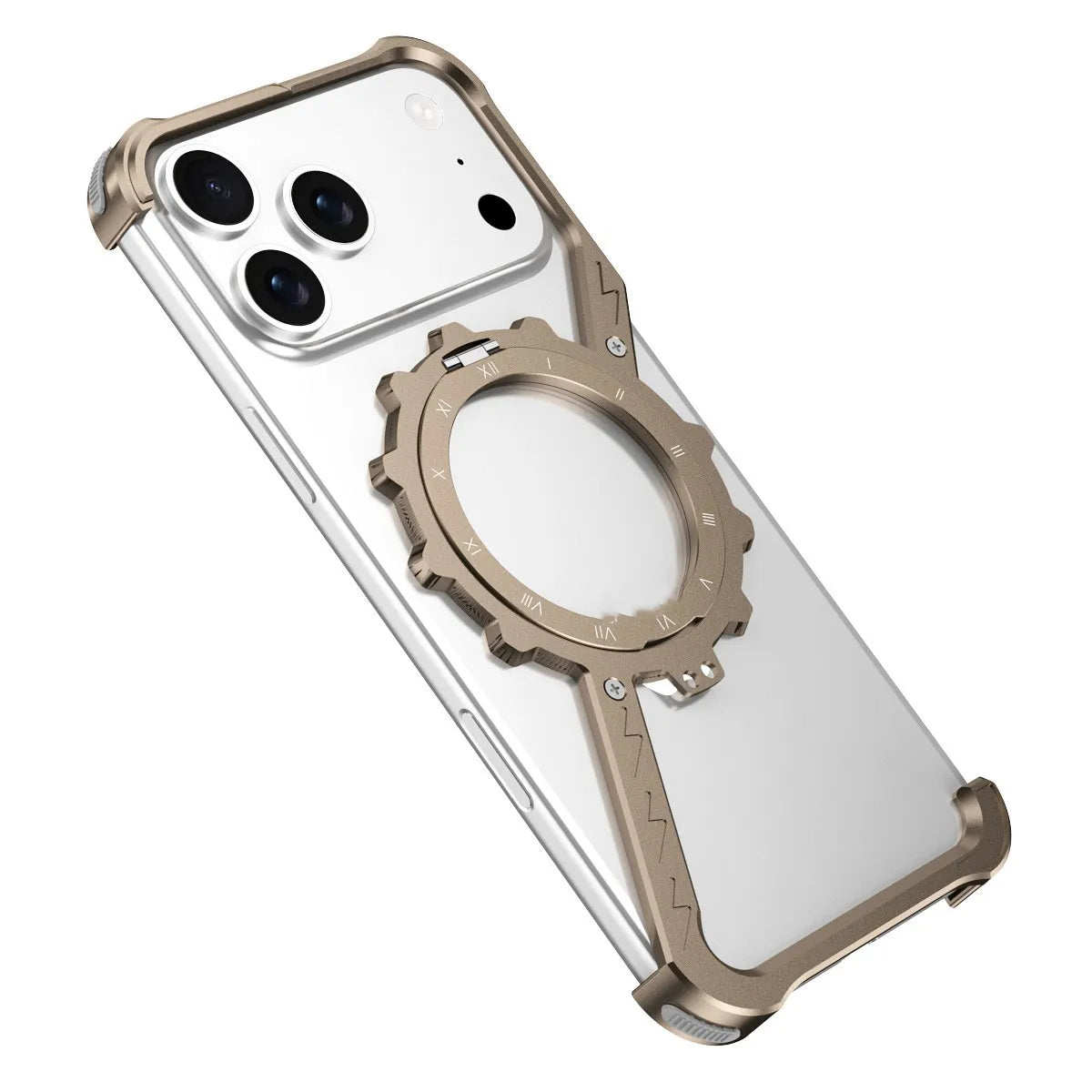 New Product Aluminum Frameless Phone Case 360 Magnetic Rotation Stand Shockproof Bumper Electroplate for iphone 17 Pro Max Men Ai-TechWorld 