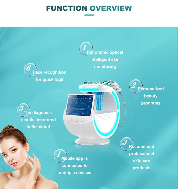 2025 Newest Profession 7 In 1 Smart Facial Cleansing Skin Analyze Deep Pore Vacuum Lift Anti-aging Beauty Machine Ice Blue Ai-TechWorld 