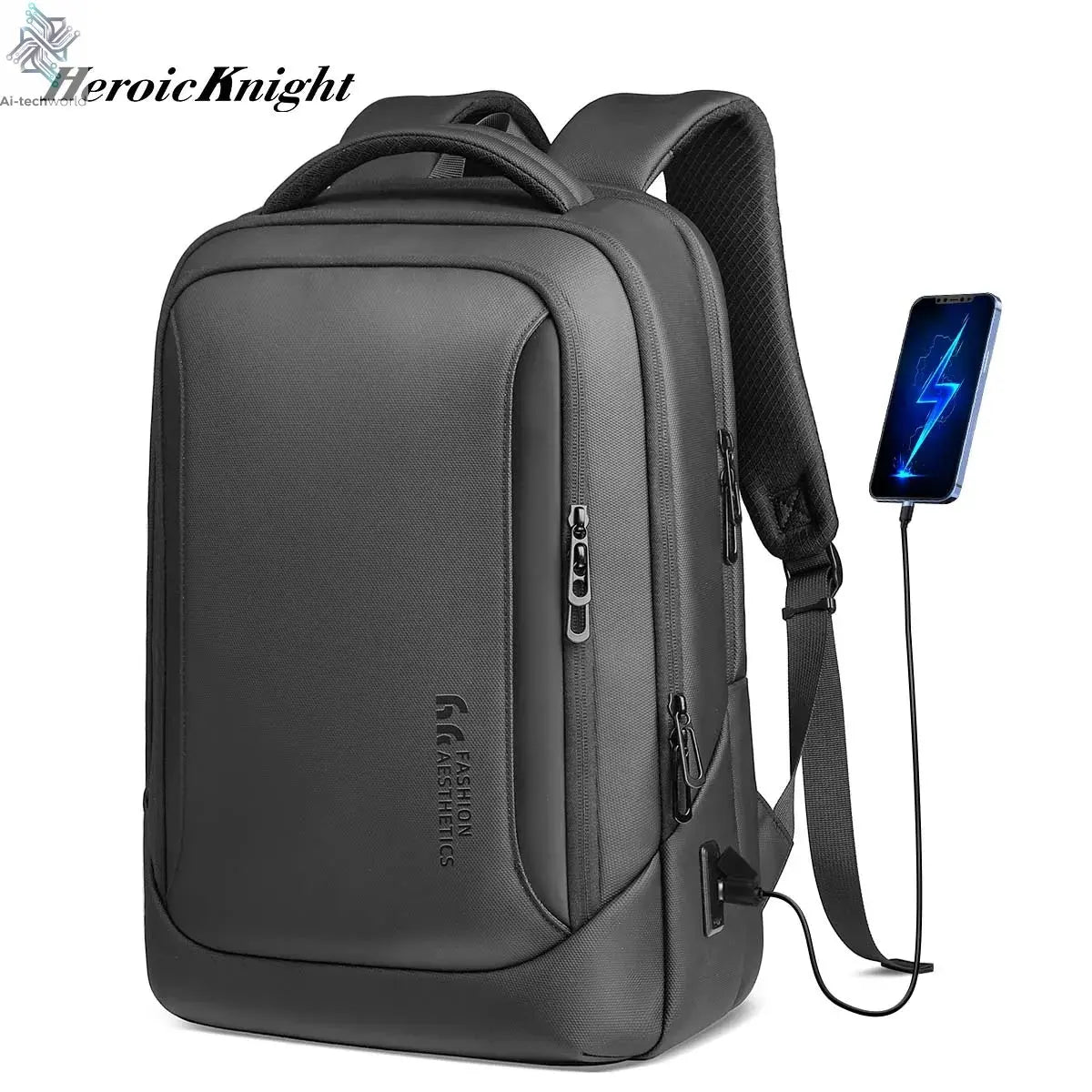 Heroic Knight Multifunctional Men's Backpack 15.6" Laptop Backpack Waterproof Large Capacity Work Travel Backpack with USB Port - Ai - TechWorld