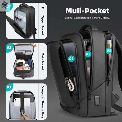 Heroic Knight Multifunctional Men's Backpack 15.6" Laptop Backpack Waterproof Large Capacity Work Travel Backpack with USB Port - Ai - TechWorld