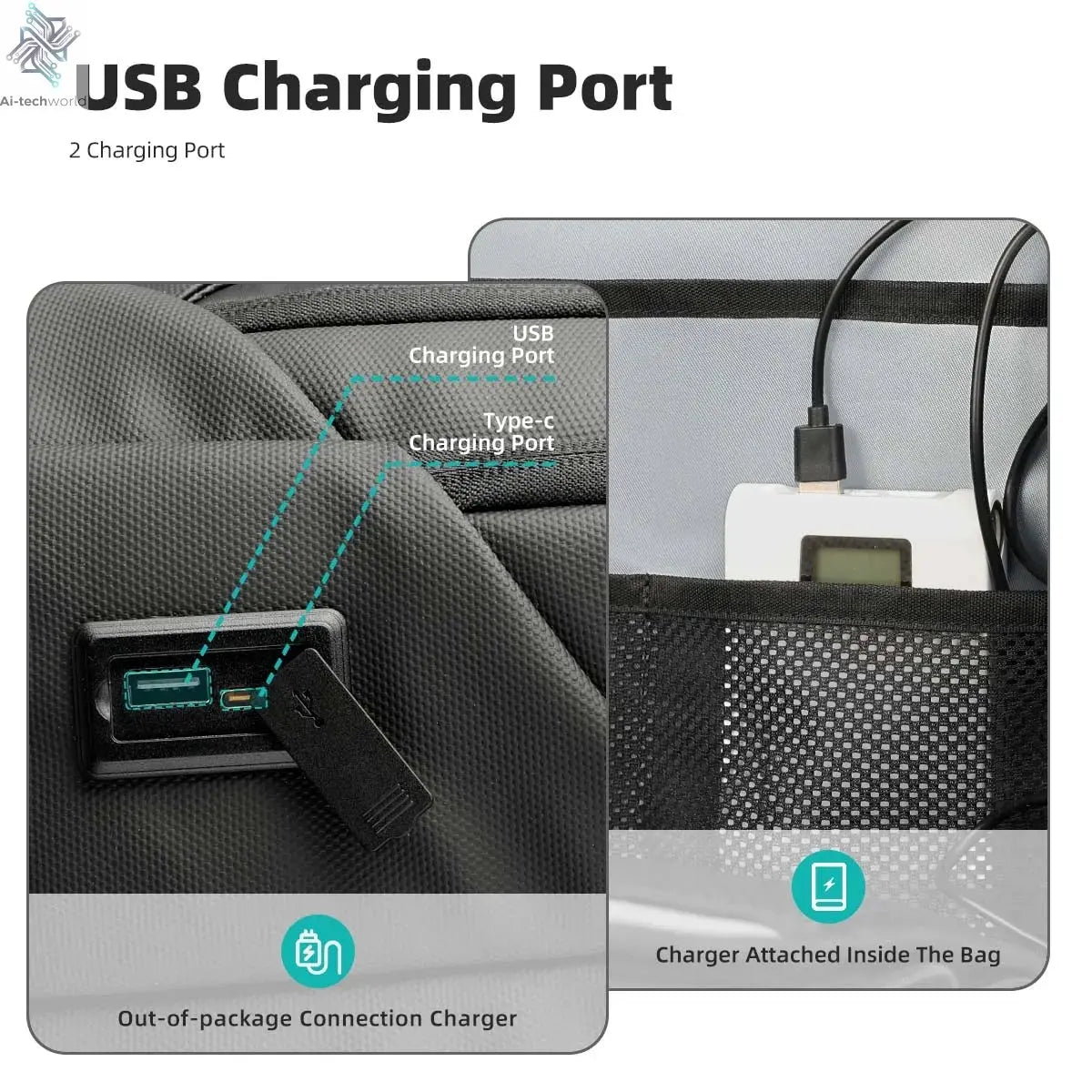 Heroic Knight Multifunctional Men's Backpack 15.6" Laptop Backpack Waterproof Large Capacity Work Travel Backpack with USB Port - Ai - TechWorld