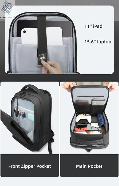 Heroic Knight Multifunctional Men's Backpack 15.6" Laptop Backpack Waterproof Large Capacity Work Travel Backpack with USB Port - Ai - TechWorld