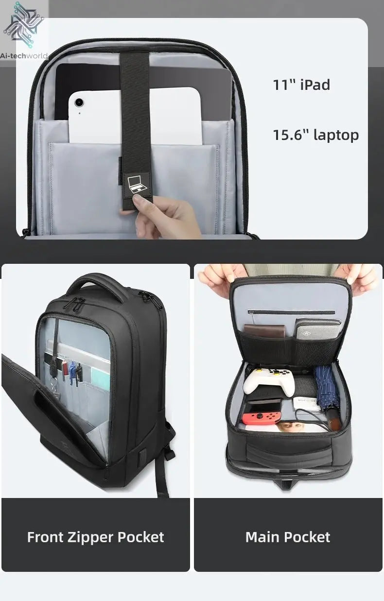 Heroic Knight Multifunctional Men's Backpack 15.6" Laptop Backpack Waterproof Large Capacity Work Travel Backpack with USB Port Ai-TechWorld