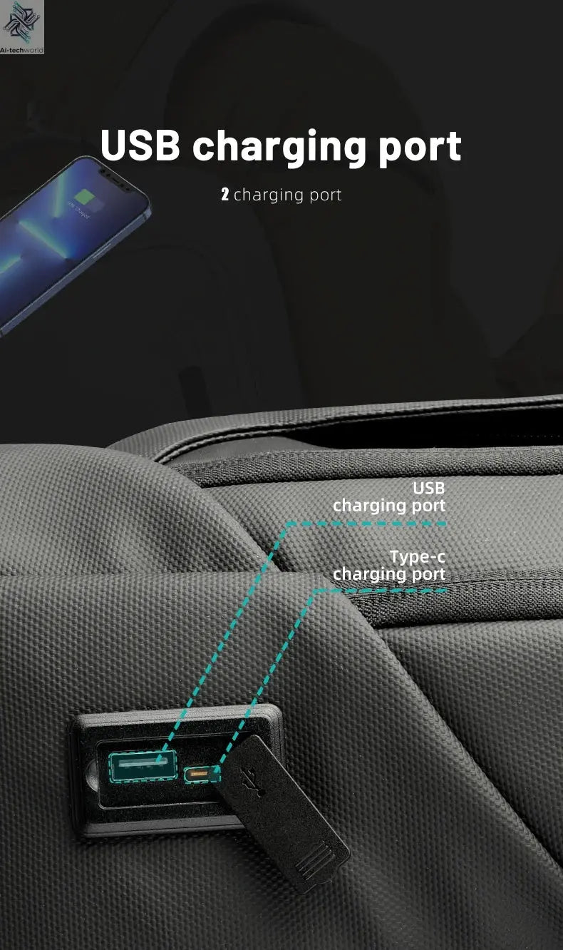 Heroic Knight Multifunctional Men's Backpack 15.6" Laptop Backpack Waterproof Large Capacity Work Travel Backpack with USB Port Ai-TechWorld