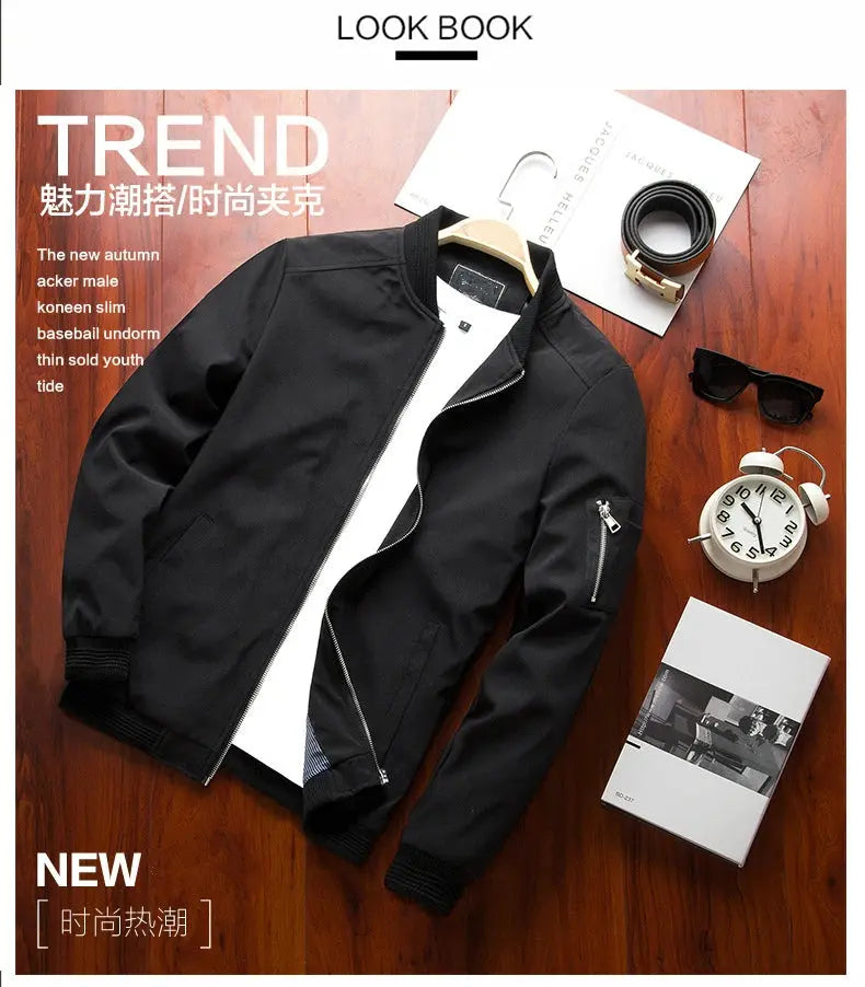 Men Bomber Jacket Thin Slim Long Sleeve baseball Jackets Mens Windbreaker Zipper Windbreaker Jacket Male Outwear Brand Clothing Ai-TechWorld 