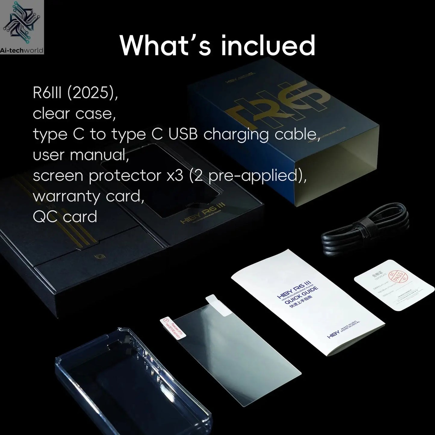 HiBy R6III 2025 / R6 Gen 3 Android 12 Music Player MP3 USB DAC HIFI WiFi Bluetooth 5.0 CS43198 *4 MQA16x DSD512 PCM768 4500mAh Ai-TechWorld 