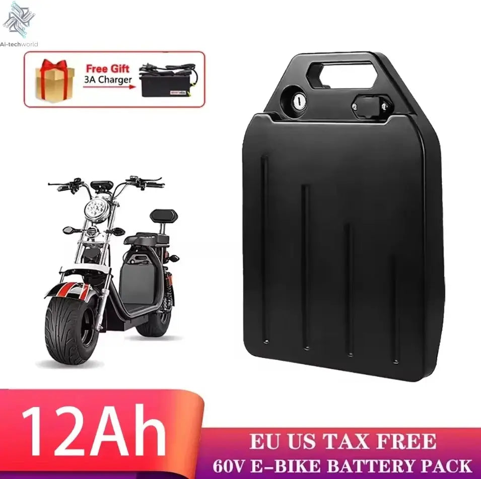 High Capacity 60V 12Ah Lithium Ion Battery Waterproof Replacement for Harley Citycoco Electric Motorcycle Scooter - Ai-TechWorld