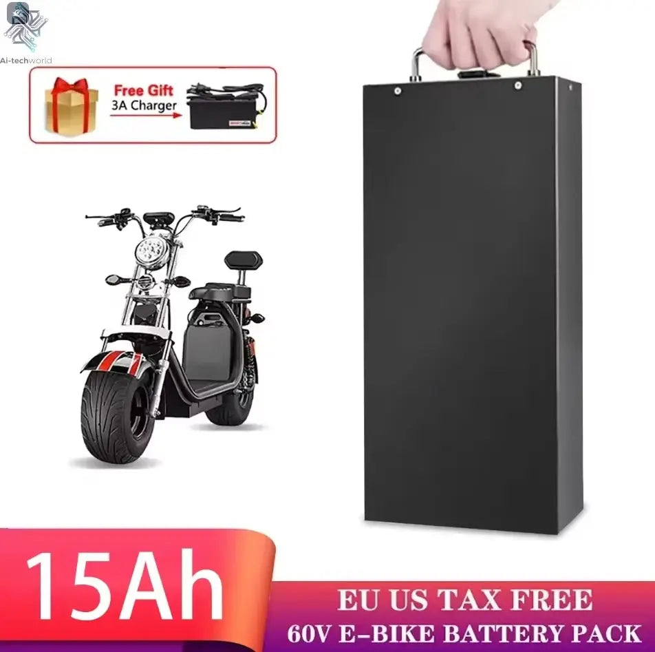 High Capacity 60V 12Ah Lithium Ion Battery Waterproof Replacement for Harley Citycoco Electric Motorcycle Scooter - Ai-TechWorld