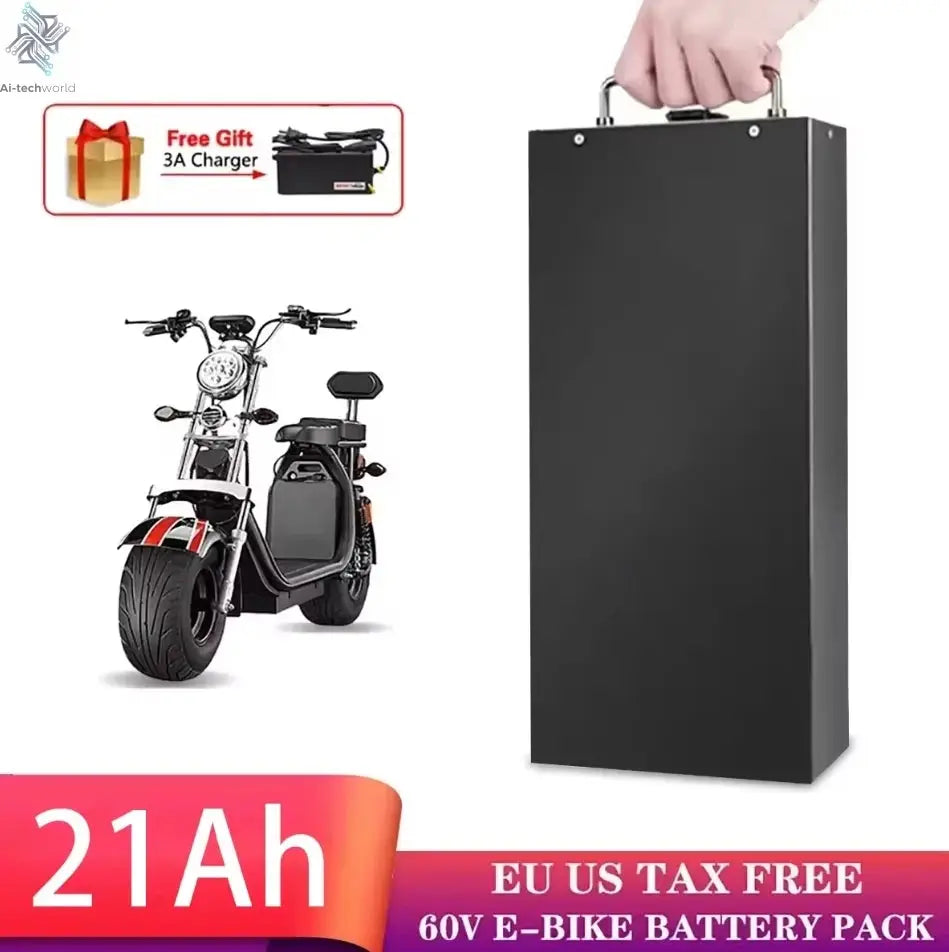 High Capacity 60V 12Ah Lithium Ion Battery Waterproof Replacement for Harley Citycoco Electric Motorcycle Scooter - Ai-TechWorld