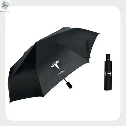High-end Car Folding Sunshade Windproof Umbrella For Tesla Model 3 Model S Model X Model Y Roadster SpaceX Car Logo Accessories - Ai-TechWorld