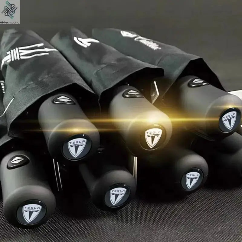 High-end Car Folding Sunshade Windproof Umbrella For Tesla Model 3 Model S Model X Model Y Roadster SpaceX Car Logo Accessories - Ai-TechWorld