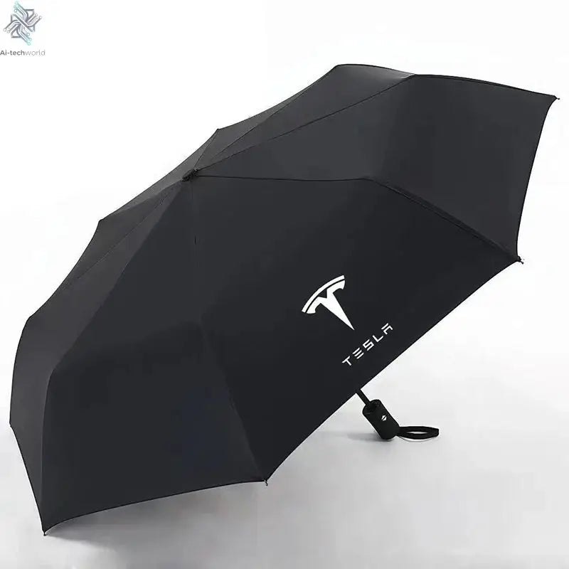 High-end Car Folding Sunshade Windproof Umbrella For Tesla Model 3 Model S Model X Model Y Roadster SpaceX Car Logo Accessories - Ai-TechWorld