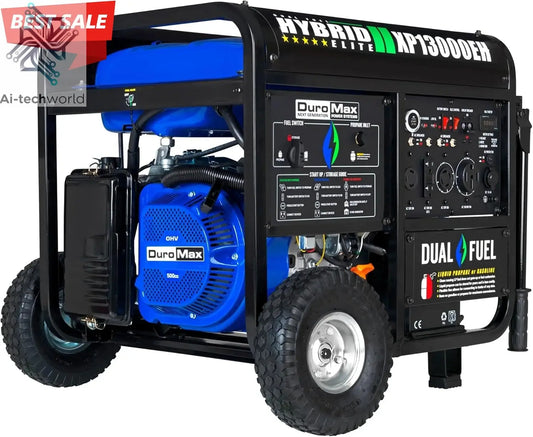 High-quality13,000-Watt Dual Fuel Portable Generator - Gas & Propane, Electric Start, Whole Home Backup Power, Transfer Switch Ai-TechWorld 