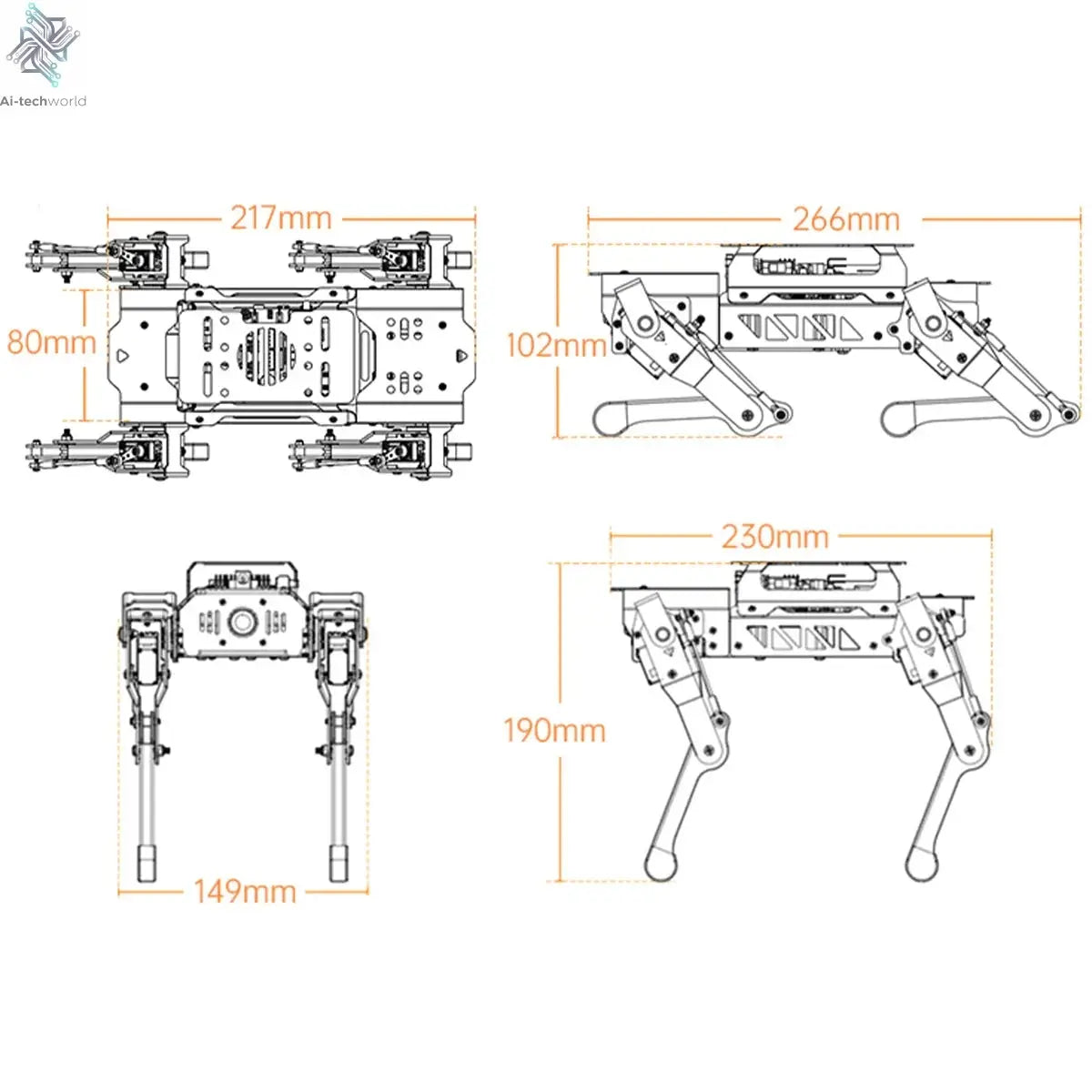 Hiwonder PuppyPi ROS quadruped robot dog, bionics, intelligent programming, AI visual recognition Ai-TechWorld 