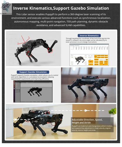 Hiwonder PuppyPi ROS quadruped robot dog, bionics, intelligent programming, AI visual recognition Ai-TechWorld 