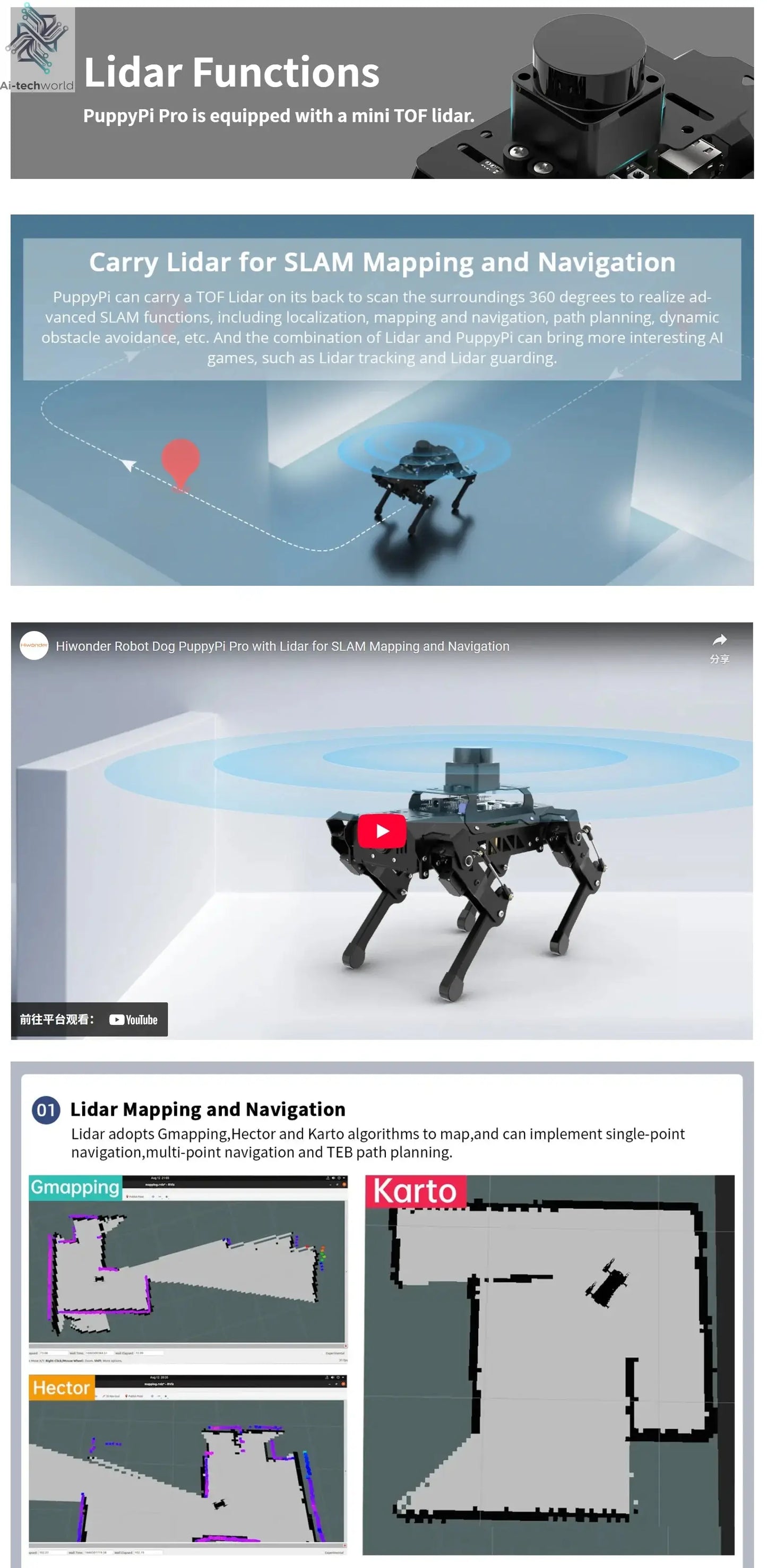 Hiwonder PuppyPi ROS quadruped robot dog, bionics, intelligent programming, AI visual recognition Ai-TechWorld 